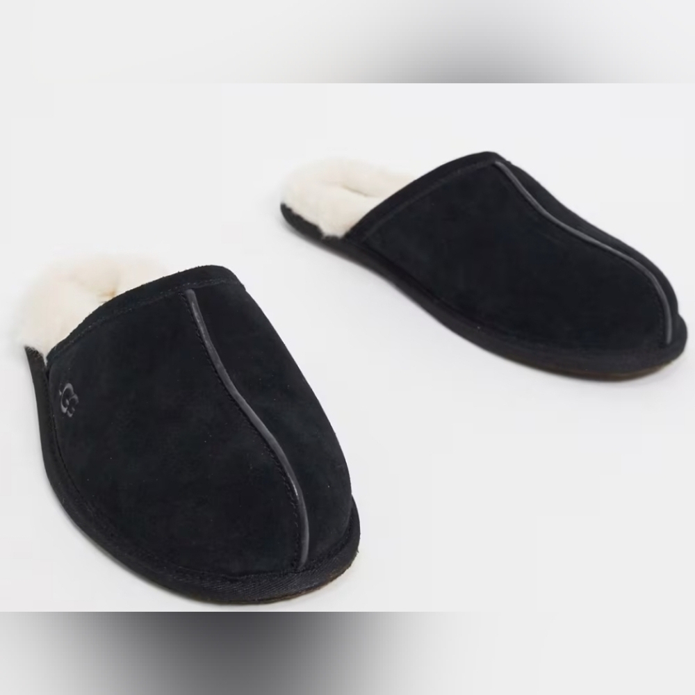 UGG Scuff Shearling-lined 'Black' Mule Slippers Men's Size 12 NIB MSRP $110